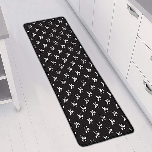 Pirate Skull Symbol Pattern Print Long Kitchen Mat