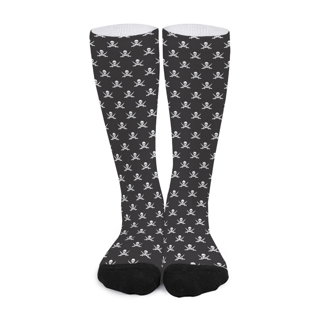 Pirate Skull Symbol Pattern Print Long Socks