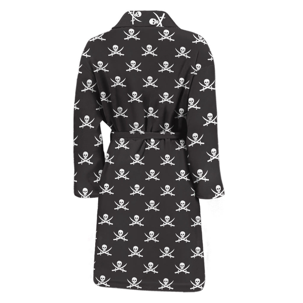 Pirate Skull Symbol Pattern Print Men's Bathrobe