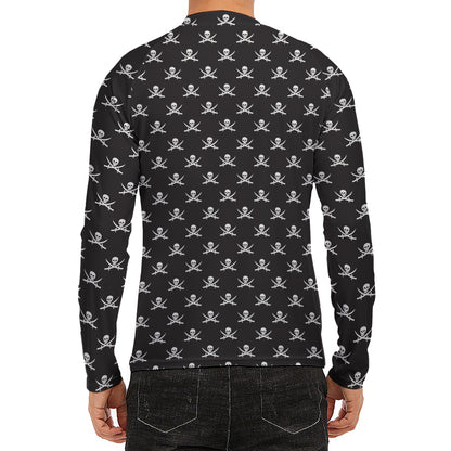 Pirate Skull Symbol Pattern Print Men's Long Sleeve Rash Guard