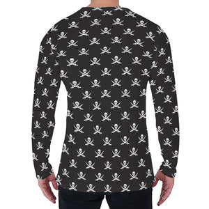 Pirate Skull Symbol Pattern Print Men's Long Sleeve T-Shirt