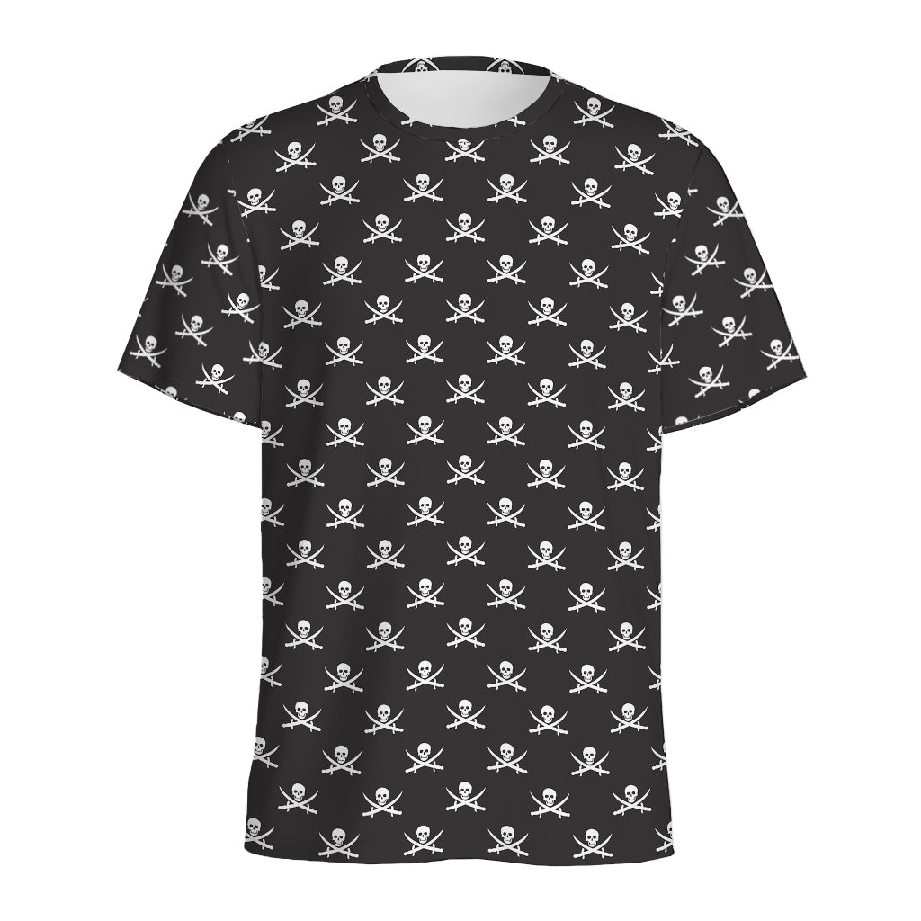 Pirate Skull Symbol Pattern Print Men's Sports T-Shirt