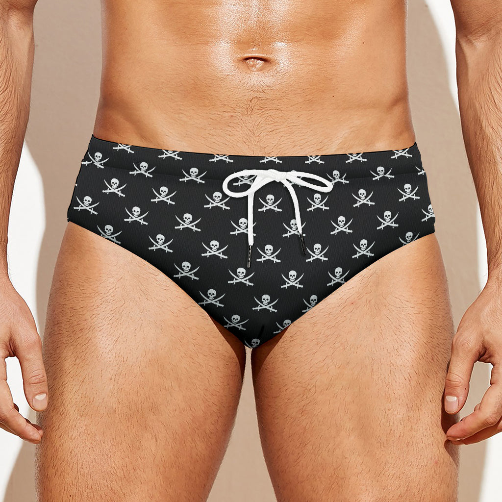 Pirate Skull Symbol Pattern Print Men's Swim Briefs