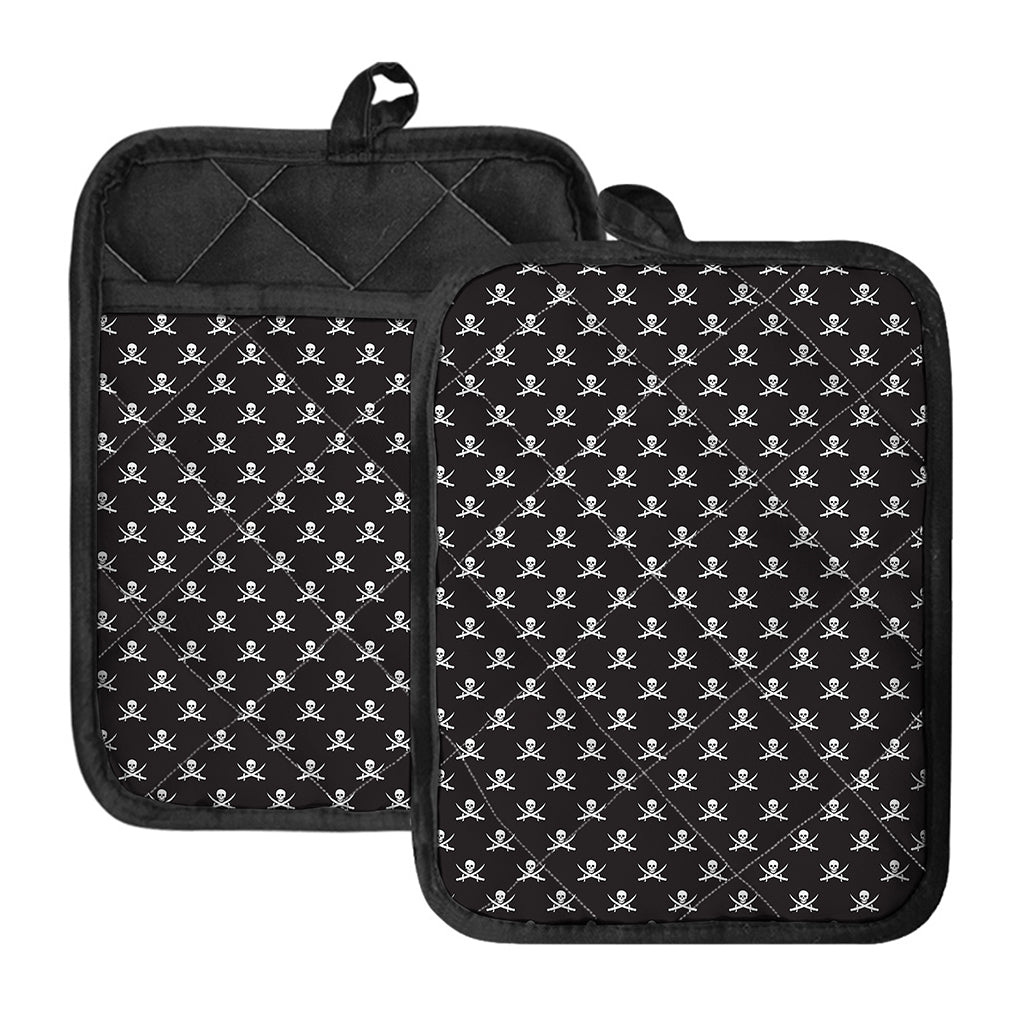 Pirate Skull Symbol Pattern Print Pot Holders With Pocket