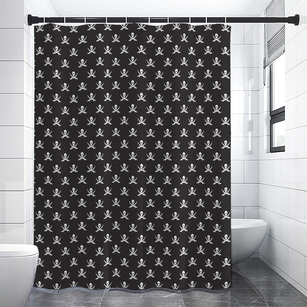 Pirate Skull Symbol Pattern Print Premium Shower Curtain