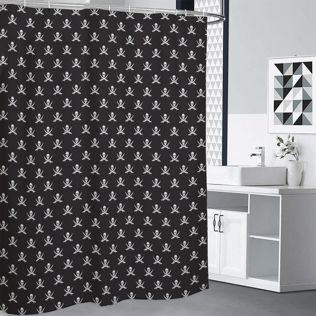 Pirate Skull Symbol Pattern Print Premium Shower Curtain