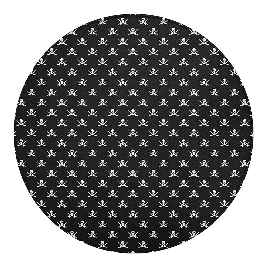Pirate Skull Symbol Pattern Print Round Blanket