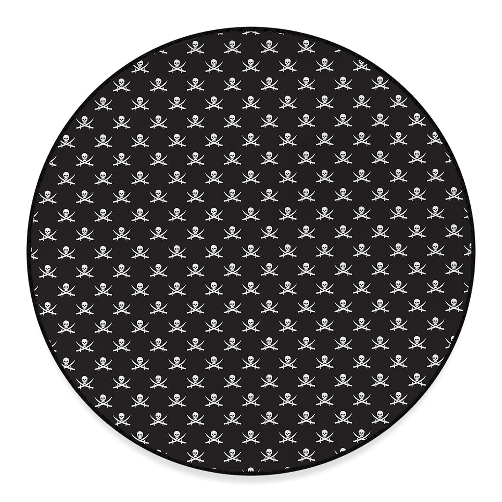 Pirate Skull Symbol Pattern Print Round Floor Mat