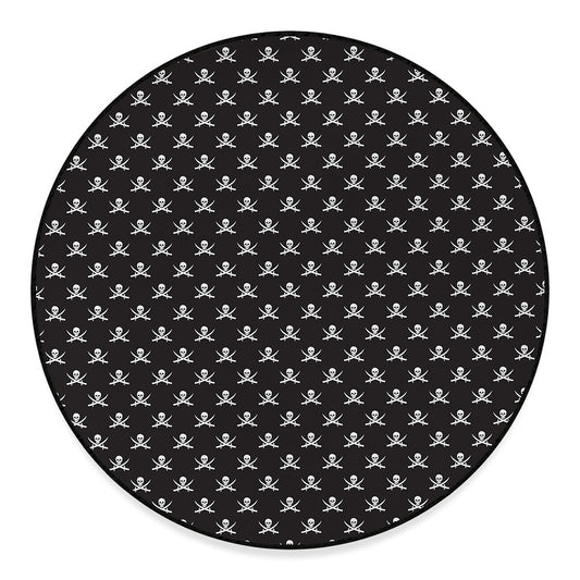 Pirate Skull Symbol Pattern Print Round Floor Mat
