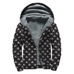 Pirate Skull Symbol Pattern Print Sherpa Lined Zip Up Hoodie