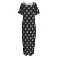 Pirate Skull Symbol Pattern Print Short Sleeve Long Nightdress