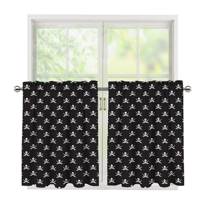 Pirate Skull Symbol Pattern Print Tier Curtains