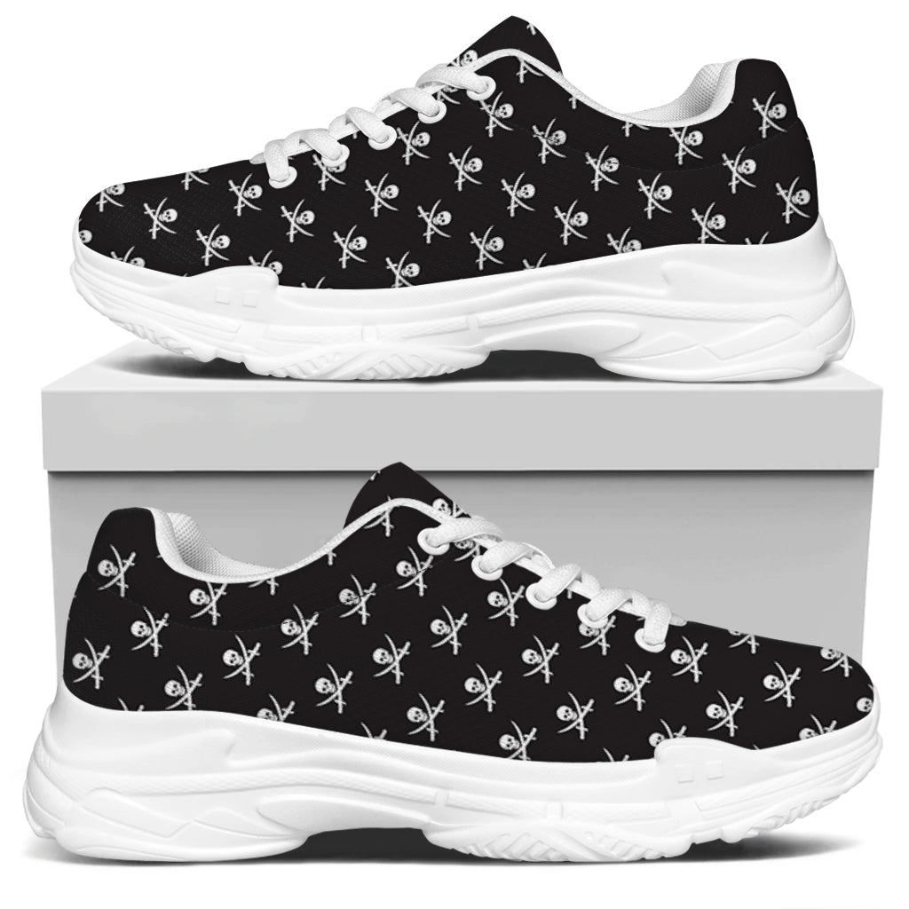 Pirate Skull Symbol Pattern Print White Chunky Shoes