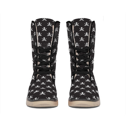 Pirate Skull Symbol Pattern Print Winter Boots