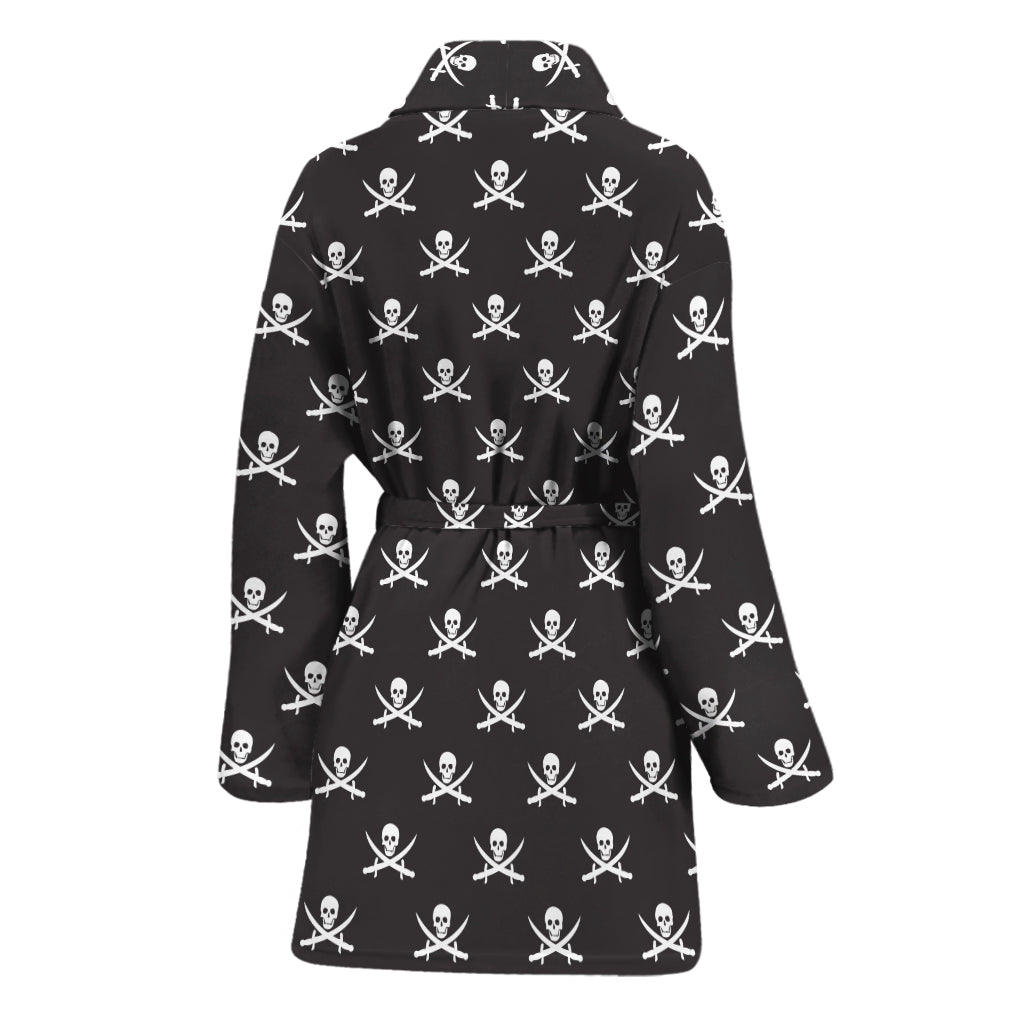 Pirate Skull Symbol Pattern Print Women's Bathrobe