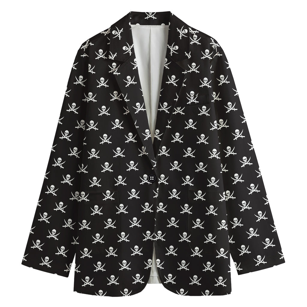 Pirate Skull Symbol Pattern Print Women's Blazer