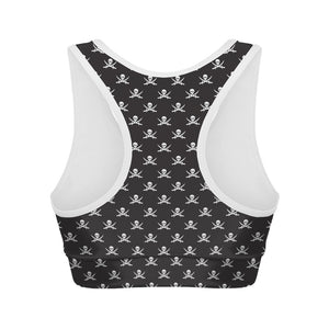 Pirate Skull Symbol Pattern Print Women's Sports Bra