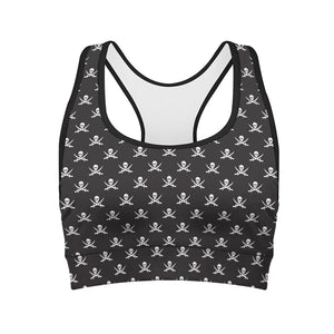 Pirate Skull Symbol Pattern Print Women's Sports Bra