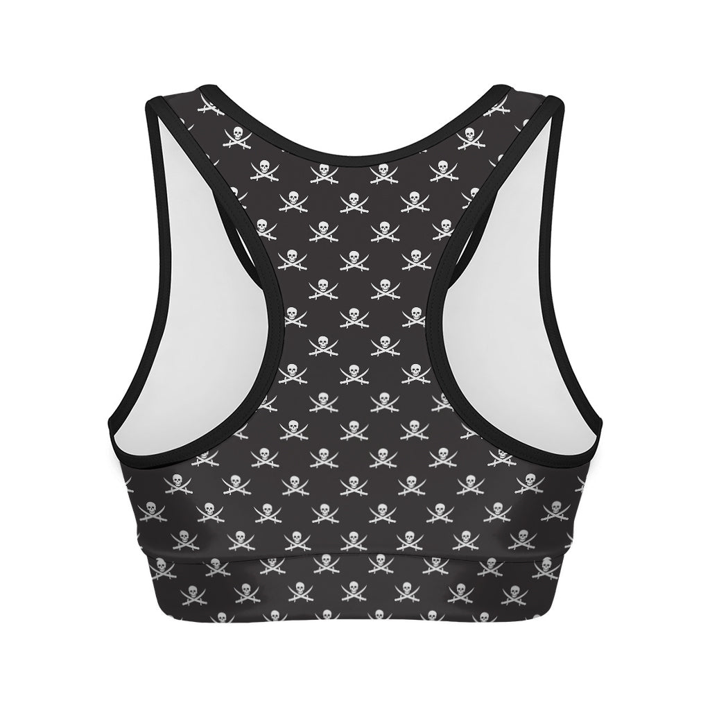 Pirate Skull Symbol Pattern Print Women's Sports Bra