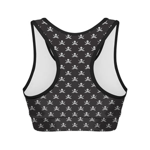 Pirate Skull Symbol Pattern Print Women's Sports Bra