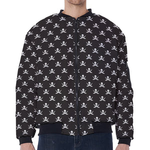 Pirate Skull Symbol Pattern Print Zip Sleeve Bomber Jacket