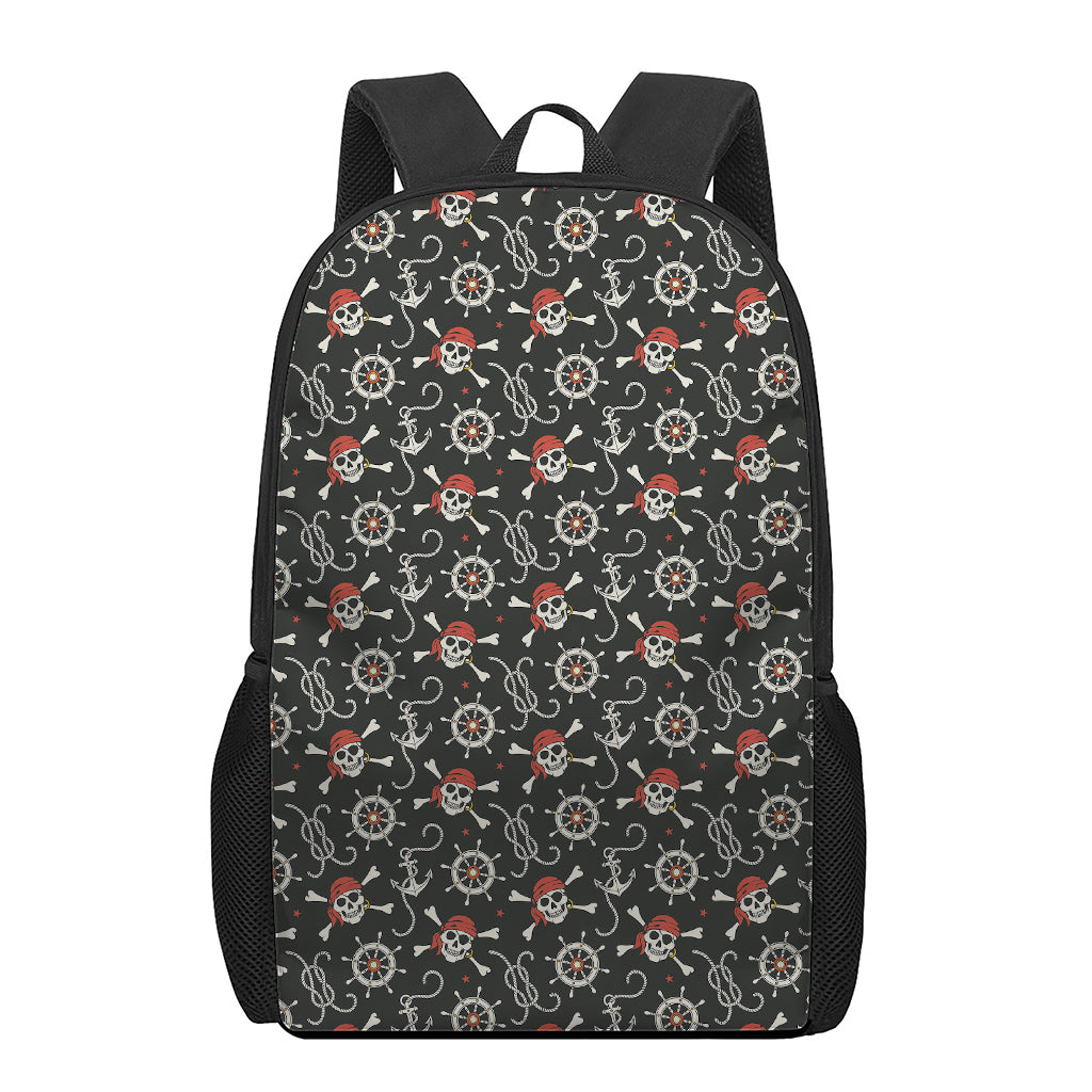 Pirate Theme Pattern Print 17 Inch Backpack