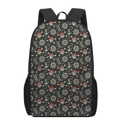 Pirate Theme Pattern Print 17 Inch Backpack