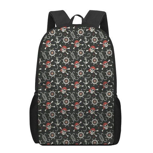 Pirate Theme Pattern Print 17 Inch Backpack