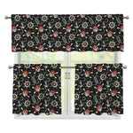 Pirate Theme Pattern Print 3 Piece Kitchen Curtains