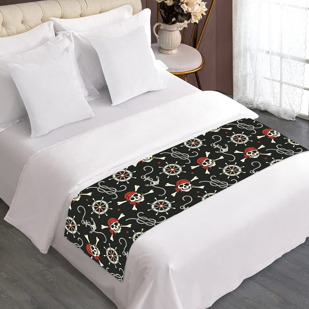 Pirate Theme Pattern Print Bed Runner