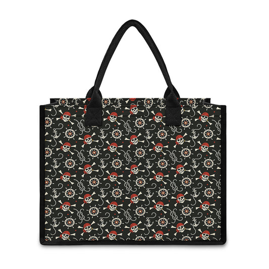 Pirate Theme Pattern Print Canvas Tote Bag