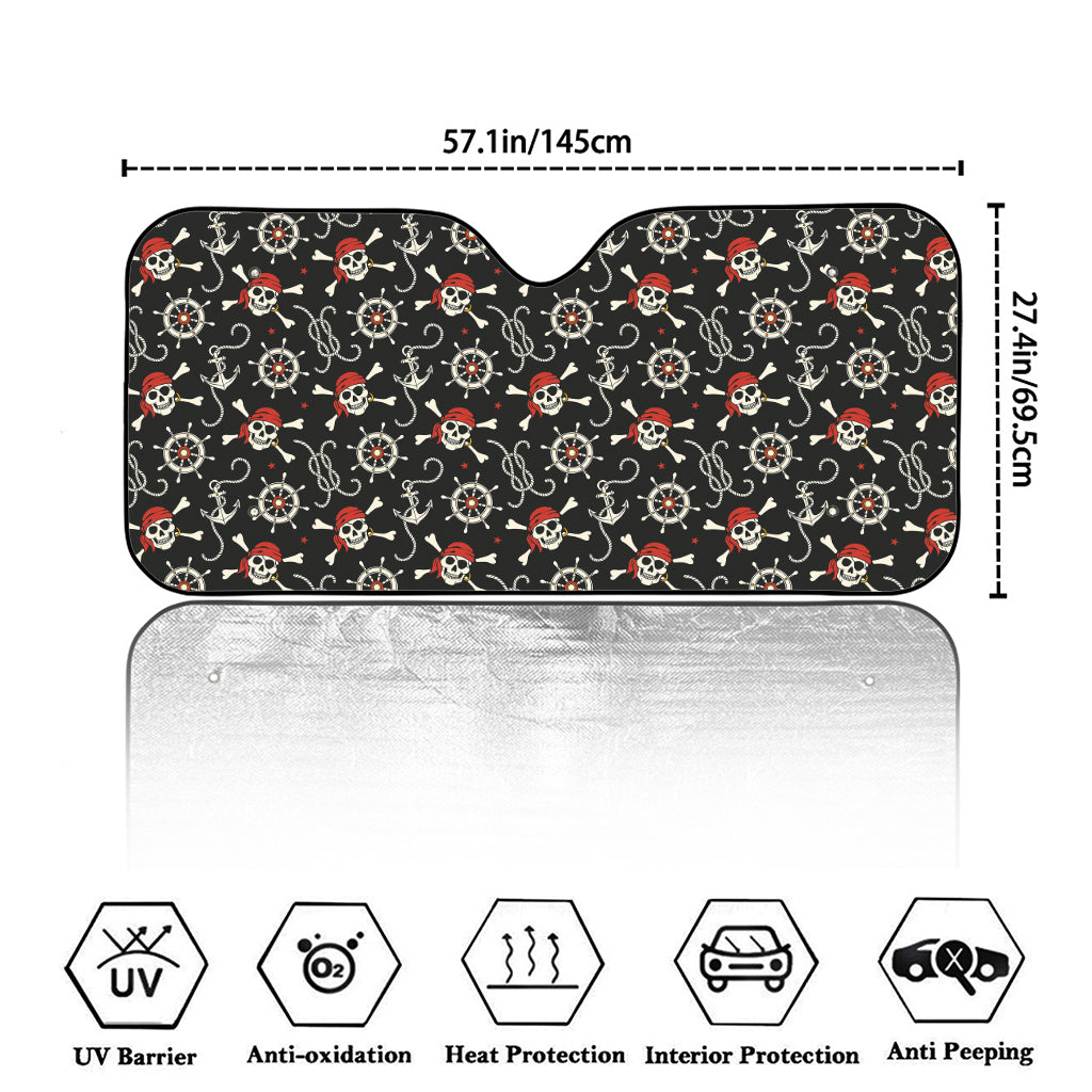 Pirate Theme Pattern Print Car Windshield Sun Shade