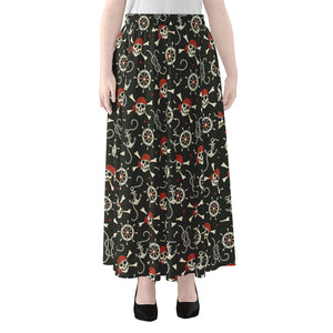 Pirate Theme Pattern Print Chiffon Maxi Skirt