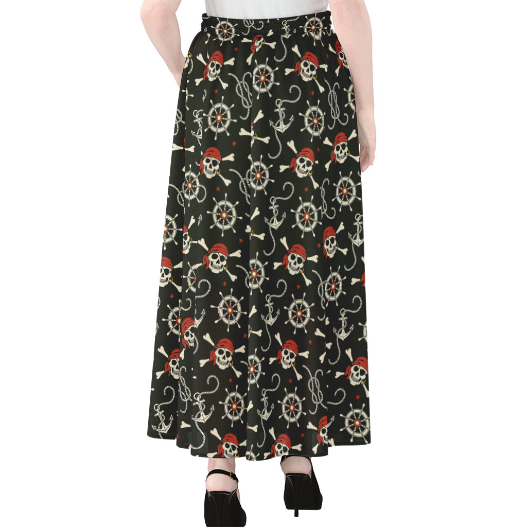 Pirate Theme Pattern Print Chiffon Maxi Skirt