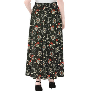 Pirate Theme Pattern Print Chiffon Maxi Skirt