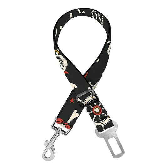 Pirate Theme Pattern Print Dog Seat Belt