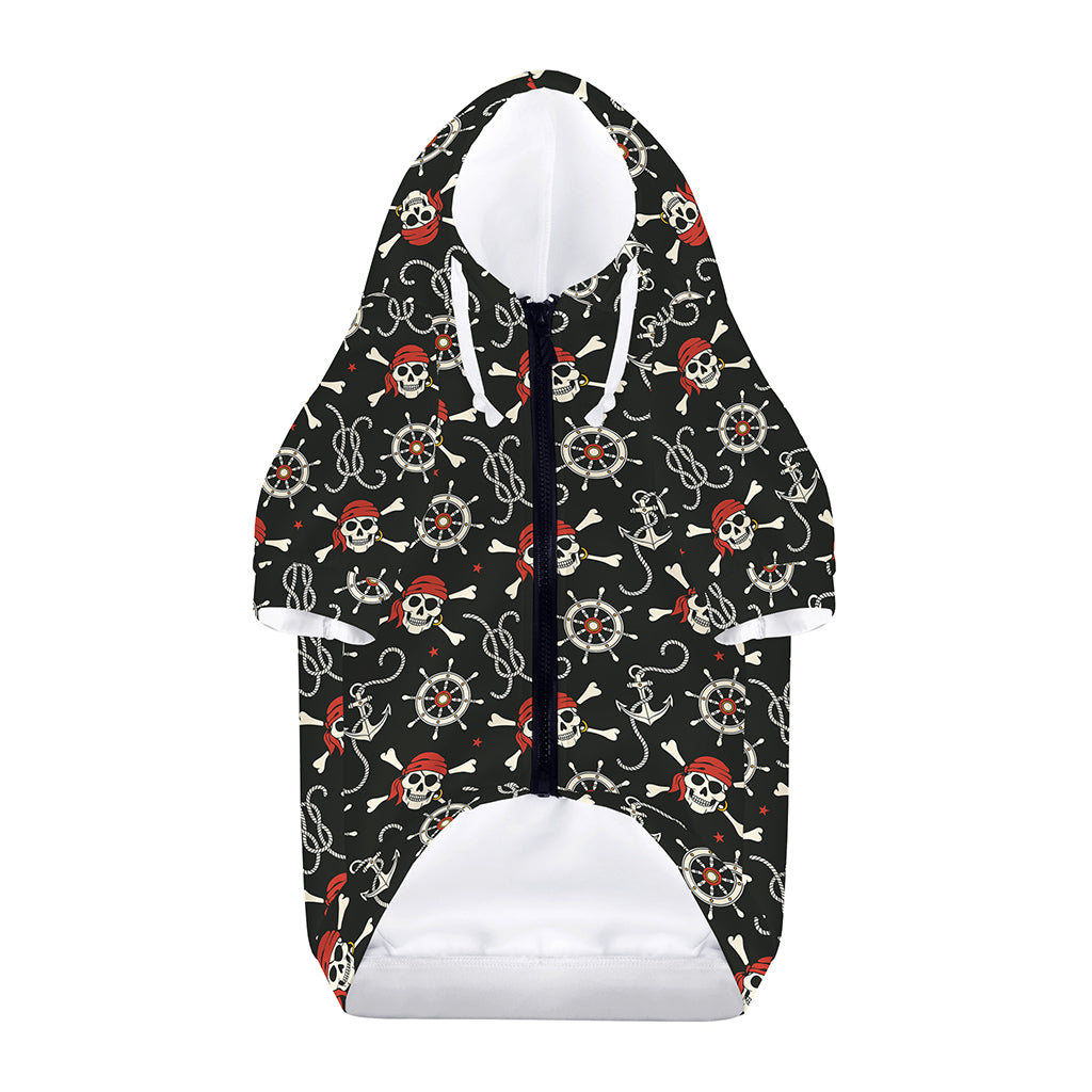 Pirate Theme Pattern Print Dog Zip Up Hoodie