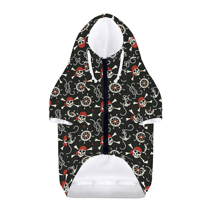 Pirate Theme Pattern Print Dog Zip Up Hoodie