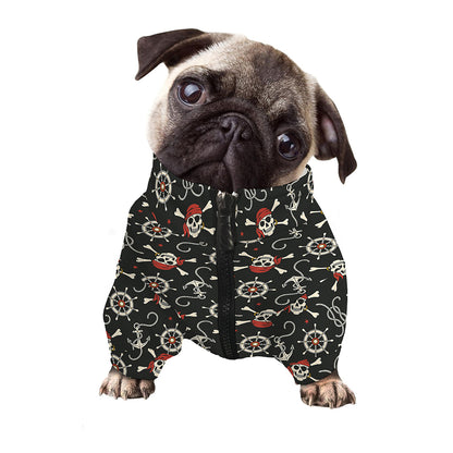 Pirate Theme Pattern Print Dog Zip Up Jacket