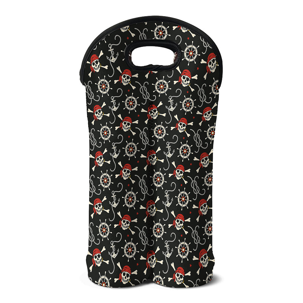 Pirate Theme Pattern Print Double Neoprene Wine Tote