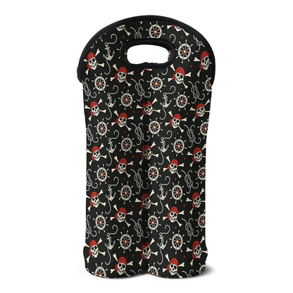 Pirate Theme Pattern Print Double Neoprene Wine Tote