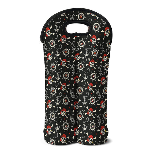 Pirate Theme Pattern Print Double Neoprene Wine Tote