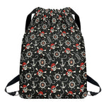 Pirate Theme Pattern Print Drawstring Backpack