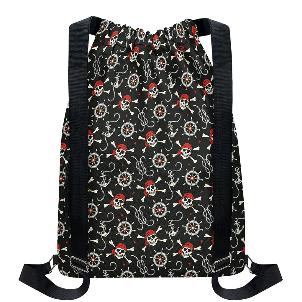 Pirate Theme Pattern Print Drawstring Backpack