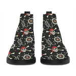 Pirate Theme Pattern Print Flat Ankle Boots