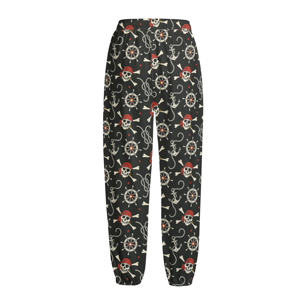 Pirate Theme Pattern Print Fleece Lined Knit Pants