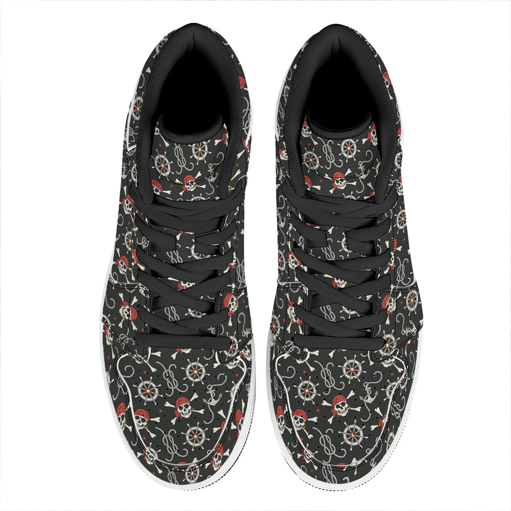 Pirate Theme Pattern Print High Top Leather Sneakers