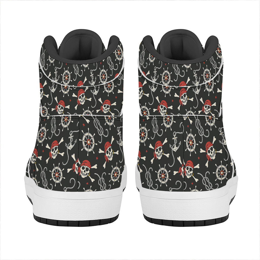 Pirate Theme Pattern Print High Top Leather Sneakers