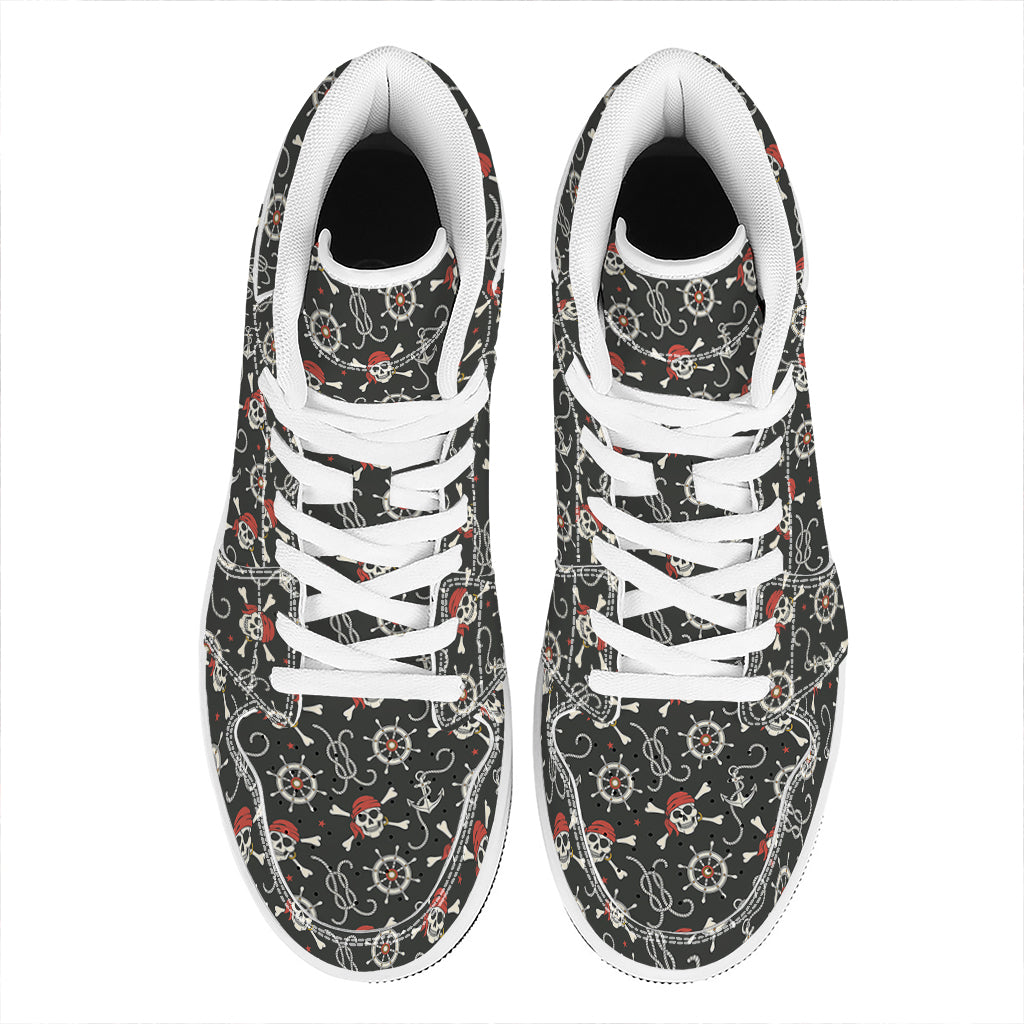 Pirate Theme Pattern Print High Top Leather Sneakers