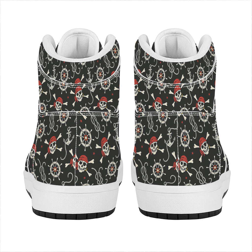 Pirate Theme Pattern Print High Top Leather Sneakers